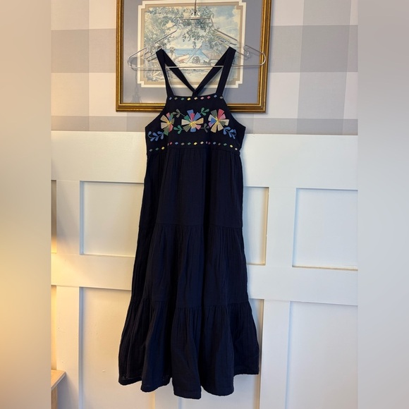 GAP Cotton Embroidered Navy Blue Kids Dress Size Large - Picture 1 of 6